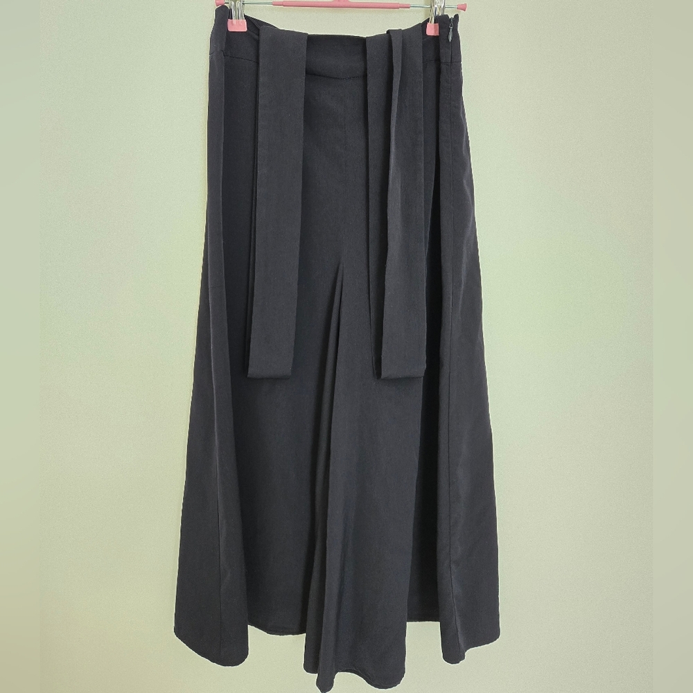 Wide Leg Navy Blue Women's pants With Overall Straps